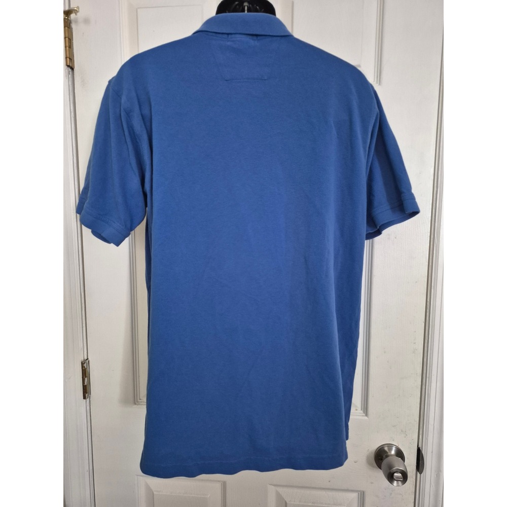 Perlis Blue Polo Shirt Men's Medium Lobster Logo Peruvian Cotton Casual - Picture 2 of 5